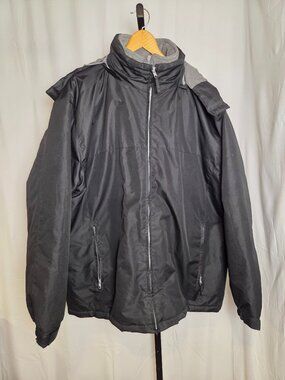 Windbreaker Men's 2X Black Fleece Lined Heavy Winter Snow Zip Jacket Hooded Coat